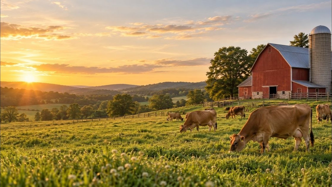 A farm family at work